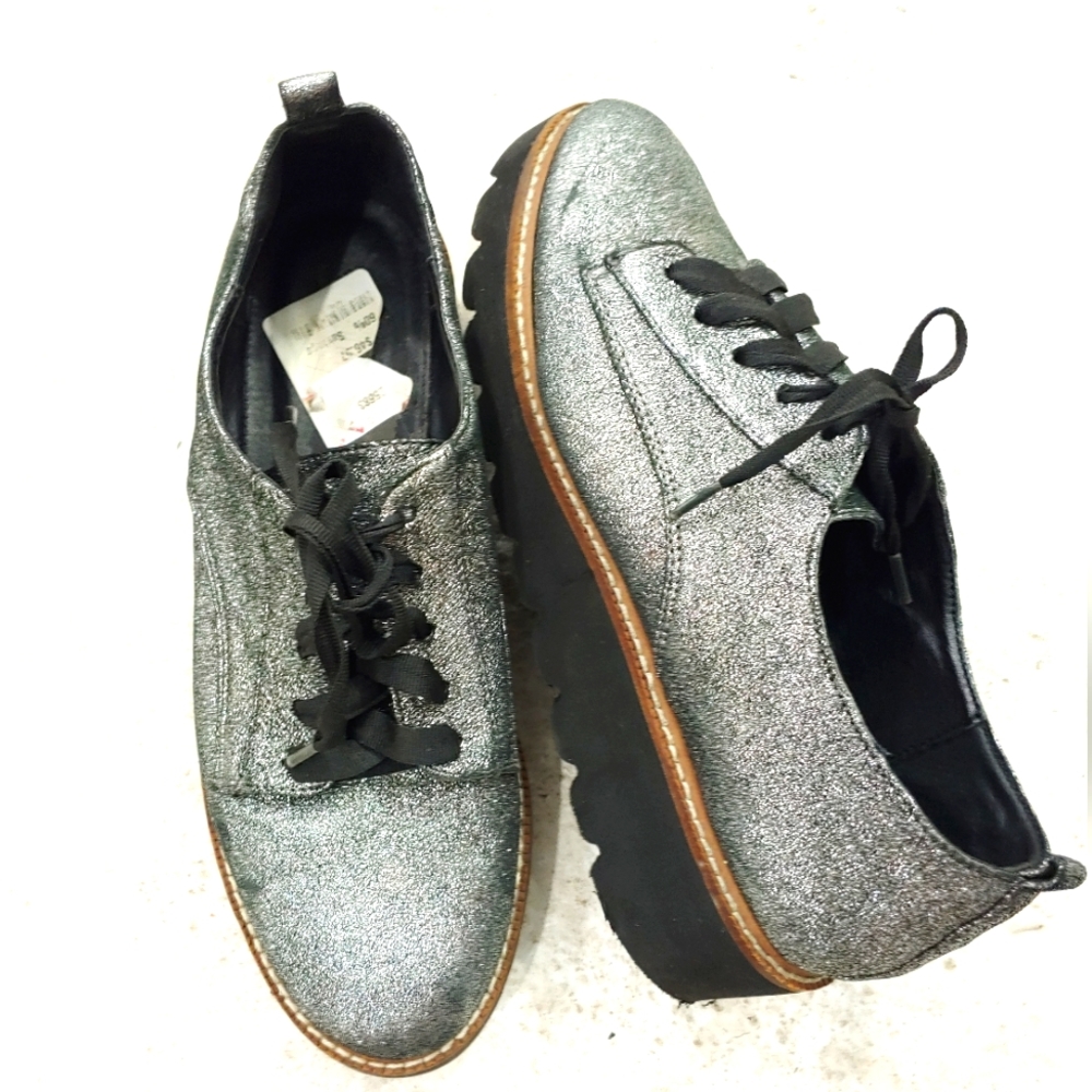 SHELLYS LONDON LACE UP GLITTER OXFORD